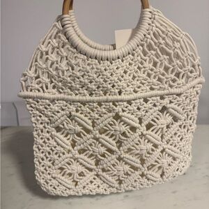Elegant Cream Macramé Handbag